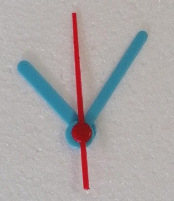 Stevvex clock hands set with blue hour and minute hands and red second hand on red hub on Tampa Home & Garden Store