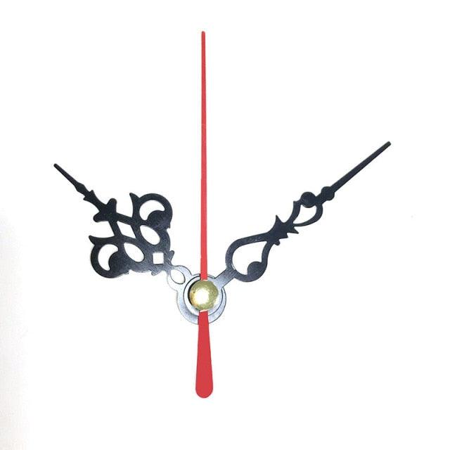 Wall clock hands set Stevvex with black hour/minute hands and red second hand on clock movement on Tampa Home & Garden Store