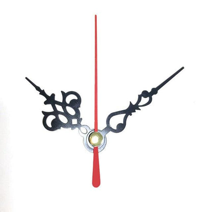 Wall clock hands set Stevvex with black hour/minute hands and red second hand on clock movement on Tampa Home & Garden Store