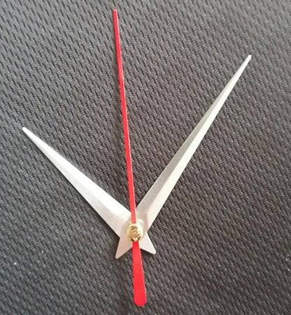 Set of three clock hands for wall clocks: silver hour and minute hands with red second hand on Tampa Home & Garden Store