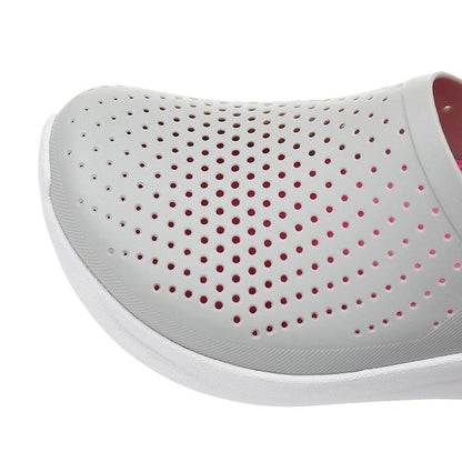 Stevvex gray perforated slip-on sandals, unisex garden water shoes, lightweight clogs on Tampa Home & Garden Store