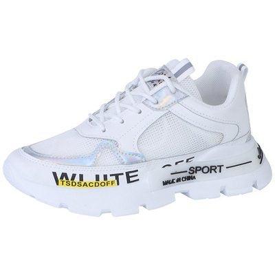 Stevvex women's athletic running shoe white breathable mesh upper with chunky platform sole on Tampa Home & Garden Store