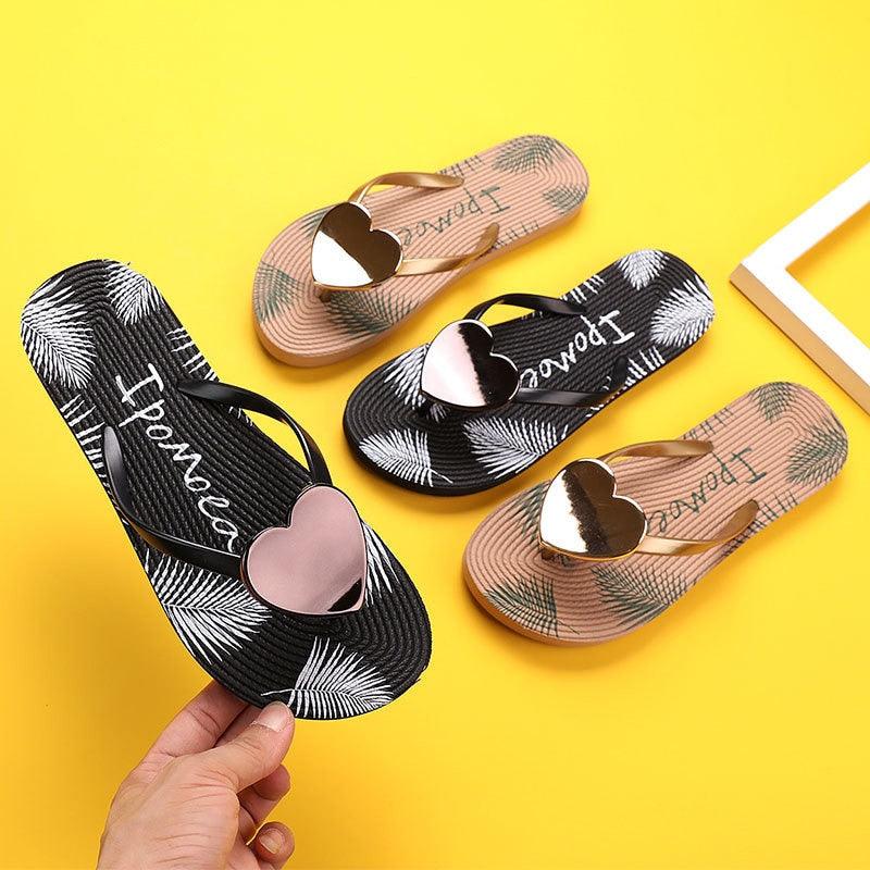Stevvex women's open-toe flip flops with heart charm, arch-support sandals on Tampa Home & Garden Store