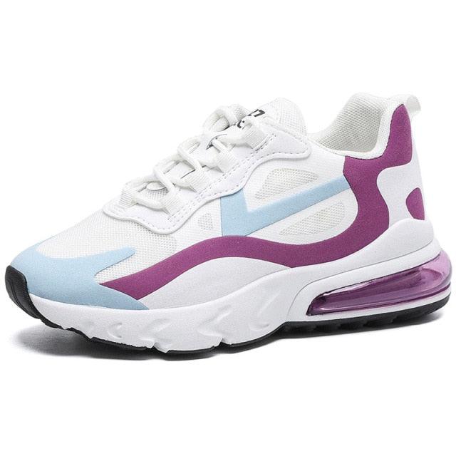 Womens casual sneakers Stevvex ST85SH4848AVC white mesh blue purple accents air cushion sole on Tampa Home & Garden Store
