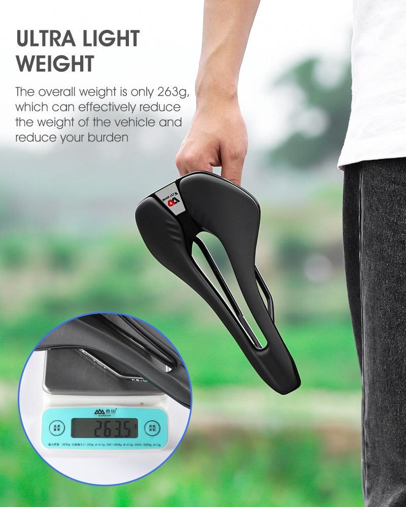 Stevvex leather bike saddle, black ultra-lightweight ergonomic road seat with hollow cutout for men on Tampa Home & Garden Store