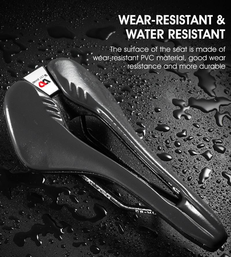 Stevvex leather road bike saddle with hollow cushion, ergonomic waterproof black on Tampa Home & Garden Store