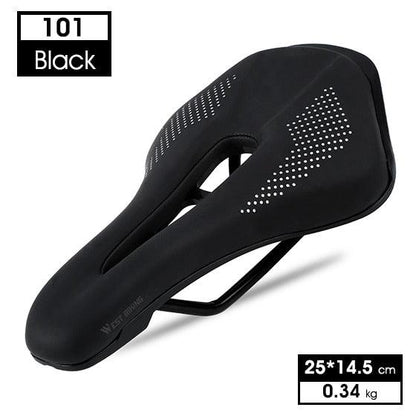 Stevvex black leather bike saddle, ergonomic road bike front seat with hollow breathable cushion on Tampa Home & Garden Store