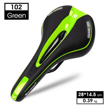 Stevvex leather bike saddle in green with breathable hollow cushion for road bikes on Tampa Home & Garden Store