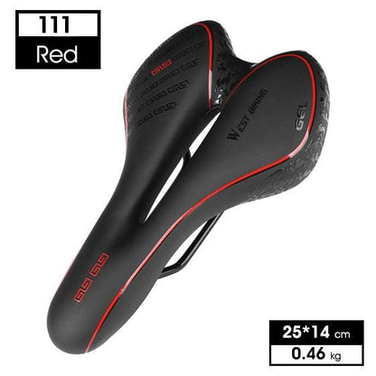 Stevvex leather bike saddle for road bikes, black with red trim, 25x14 cm on Tampa Home & Garden Store