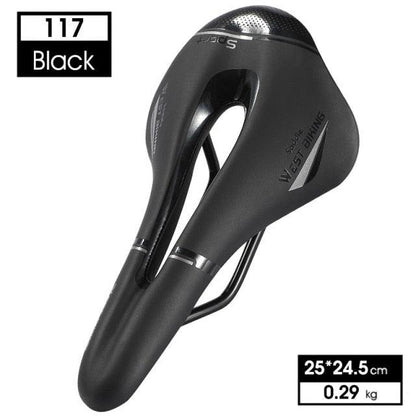 Stevvex leather bike saddle black with hollow cutout for road and mountain bikes on Tampa Home & Garden Store