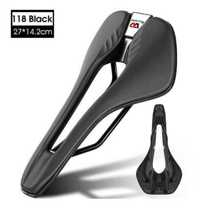 Stevvex leather bike saddle, black ergonomic road/mountain bike seat with hollow cushion on Tampa Home & Garden Store