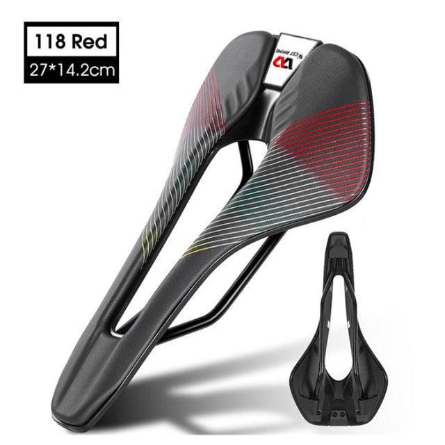 Stevvex leather bike saddle for road bike, breathable cushion, black with red, 27x14.2cm on Tampa Home & Garden Store