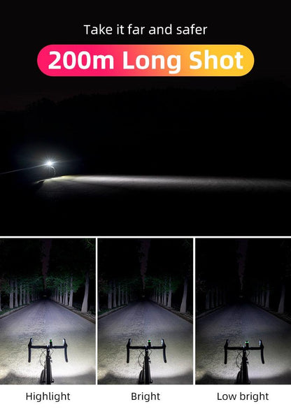 Bike front light USB rechargeable LED headlamp 1000LM waterproof; modes High/Bright/Low on Tampa Home & Garden Store