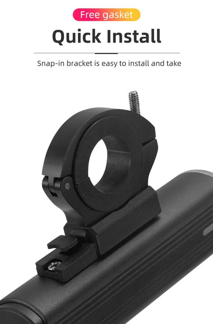 Stevvex black USB rechargeable bike front light with quick-install clamp bracket 1000LM on Tampa Home & Garden Store