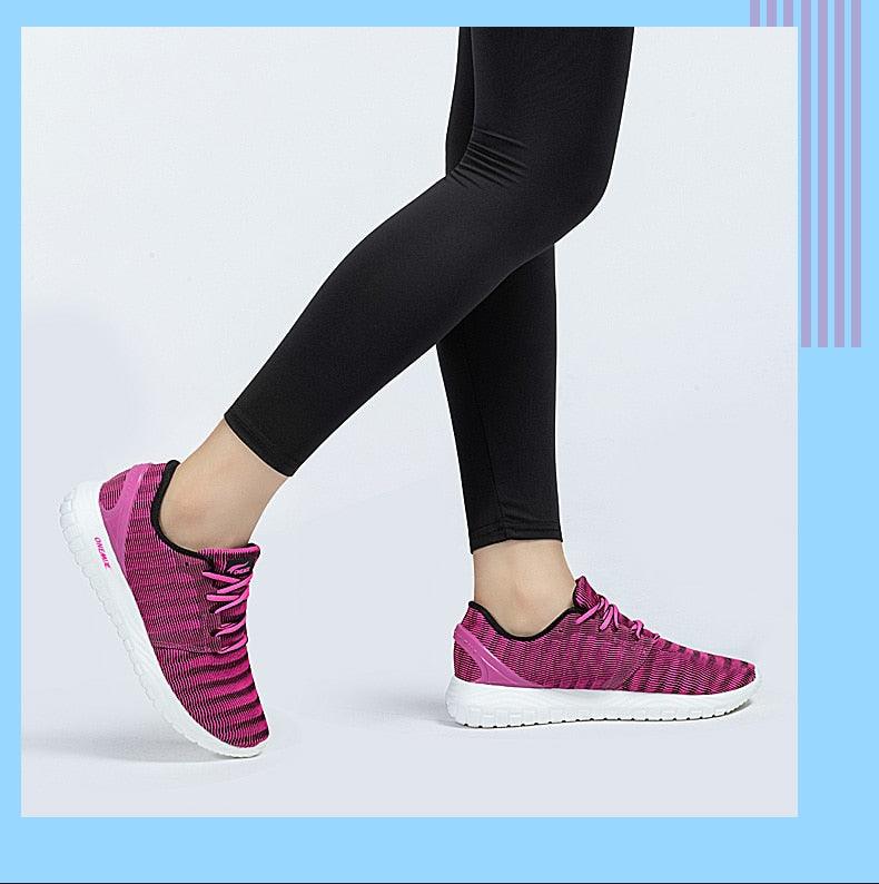 Mens lightweight running sneakers pink knit upper with white sole Stevvex for jogging on Tampa Home & Garden Store