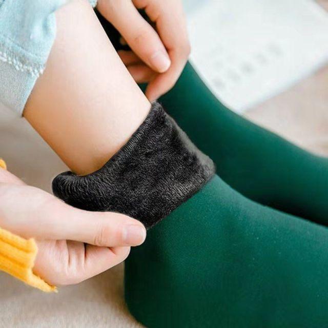 Stevvex crew socks 3-pack green with plush black cuff thick thermal wool-cashmere home sock on Tampa Home & Garden Store