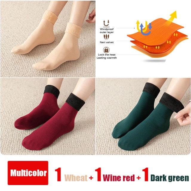 Stevvex crew socks 3-pairs winter warm thick wool-cashmere colors wheat wine red dark green on Tampa Home & Garden Store