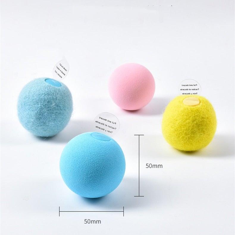 Stevvex fuzzy catnip balls set, 50mm cat toys in blue, pink, yellow, 4 pcs on Tampa Home & Garden Store