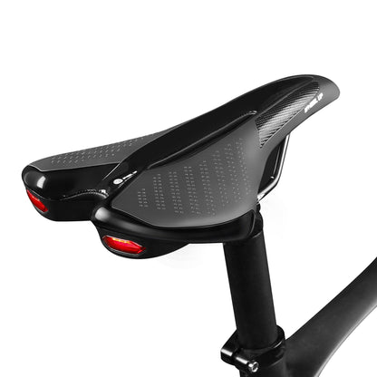 Stevvex ST90SP5111FVT bicycle saddle with taillight and USB, matte black perforated top on Tampa Home & Garden Store