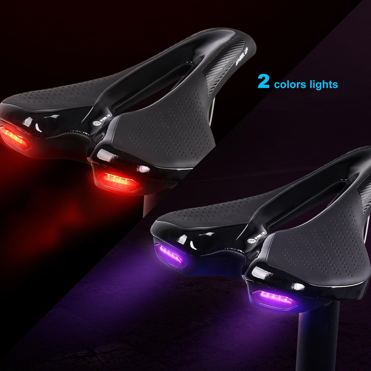 Stevvex ST90SP5111FVT comfortable bike saddle with USB taillight, black perforated design on Tampa Home & Garden Store