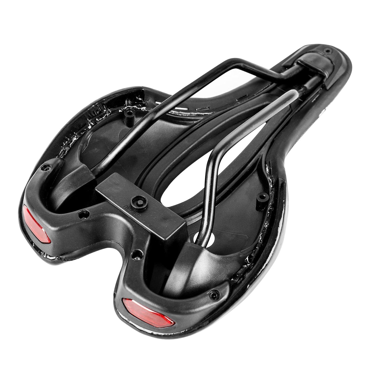 Bicycle saddle Stevvex ST90SP5111FVT with USB taillight, black metal rails on Tampa Home & Garden Store