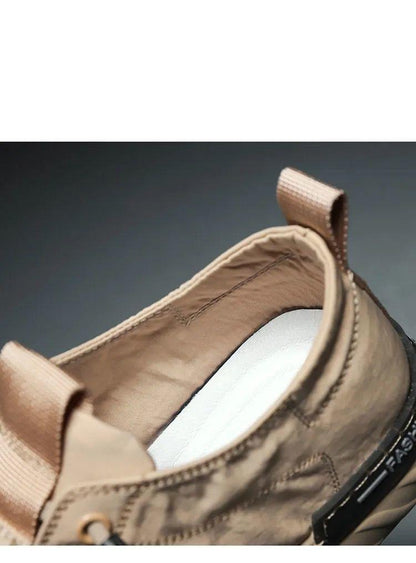 Stevvex canvas men's sneakers beige cloth upper with breathable cushioned insole on Tampa Home & Garden Store