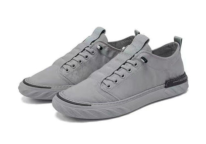 Canvas men's gray sneakers by Stevvex with lace-up front and pull tabs on Tampa Home & Garden Store
