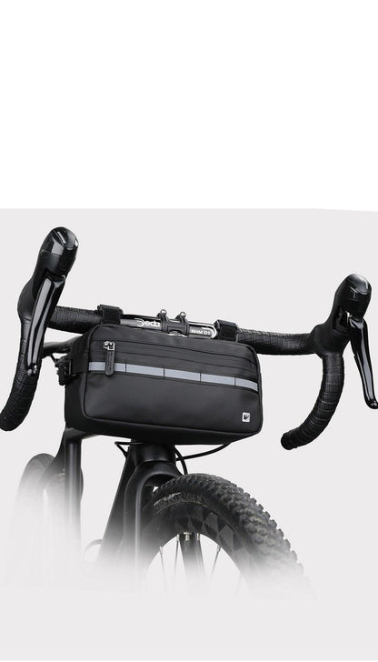 Waterproof handlebar bag for bicycle frame, black with reflective stripe, Stevvex ST90SP880XXW on Tampa Home & Garden Store