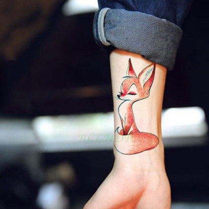 Temporary Tattoo fox design by Stevvex, waterproof colorful watercolor on forearm on Tampa Home & Garden Store