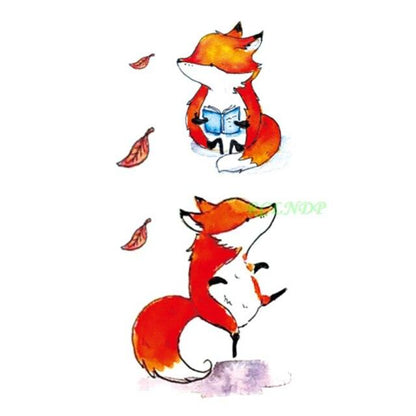 Stevvex temporary tattoo 2 cute watercolor fox designs for adults and kids on Tampa Home & Garden Store