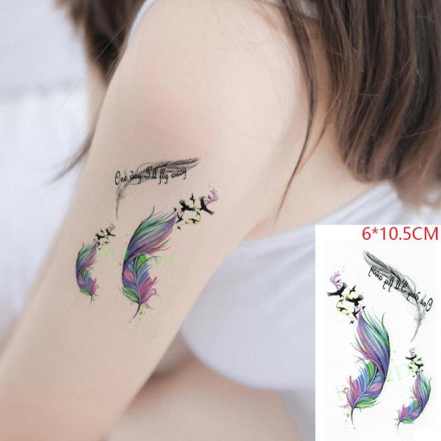 Stevvex temporary tattoo two colorful feathers on upper arm, waterproof 6x10.5 cm on Tampa Home & Garden Store