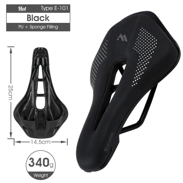 Stevvex bicycle saddle black PU leather gel-filled anti-slip waterproof 340g on Tampa Home & Garden Store