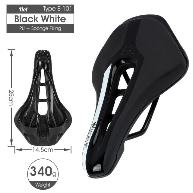 Stevvex bicycle saddle Black/White PU leather gel-filled cushion, 25cm x 14.5cm, 340g on Tampa Home & Garden Store