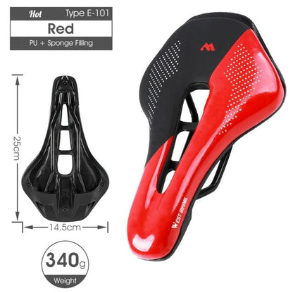 Bike Saddle Stevvex red and black PU leather gel-filled anti-slip, 25x14.5 cm, 340 g on Tampa Home & Garden Store