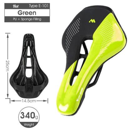 Stevvex bicycle saddle PU leather gel filled neon green/black anti-slip waterproof cushion on Tampa Home & Garden Store