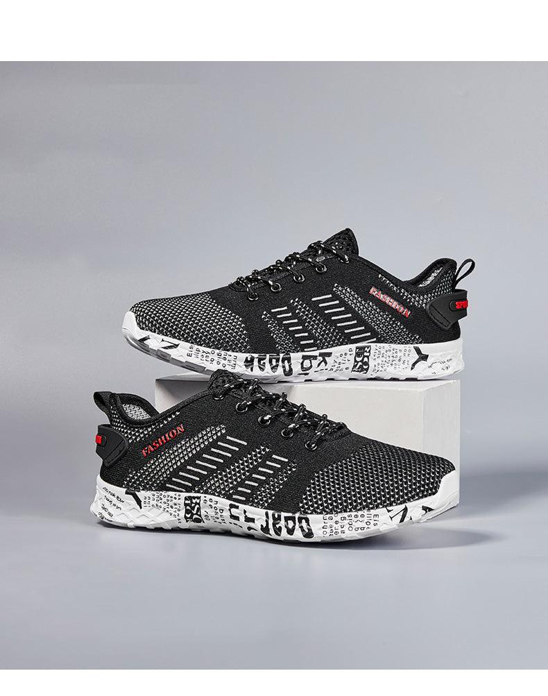 Stevvex pair of black air-mesh sneakers with foam sole, breathable casual workout shoes on Tampa Home & Garden Store