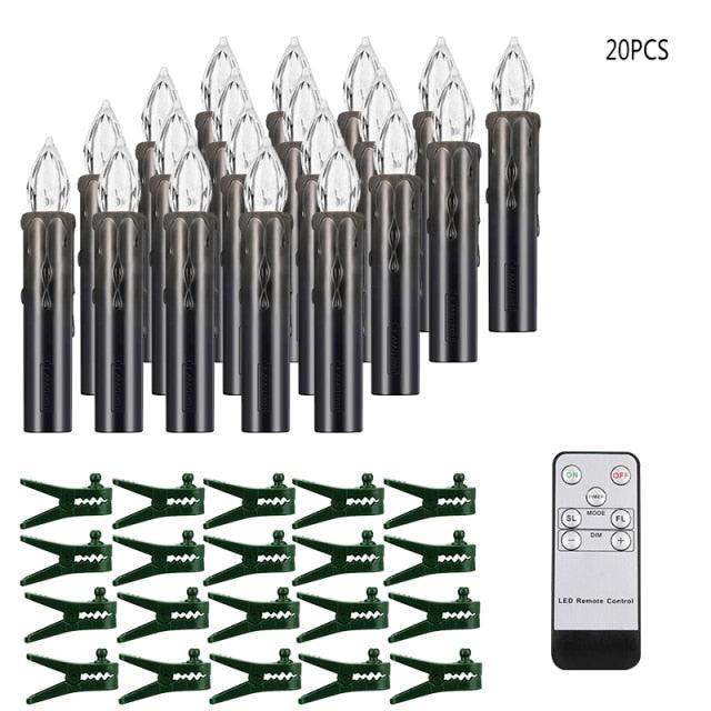 Stevvex 20pcs warm white flameless LED taper candles with remote and suction cups for decor on Tampa Home & Garden Store