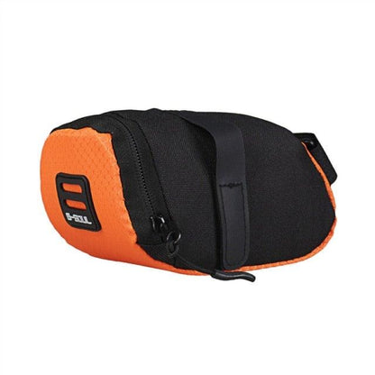 Stevvex bike saddle bag under-seat pouch, black with orange trim, waterproof storage on Tampa Home & Garden Store