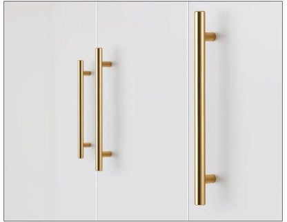 Stevvex gold brushed stainless steel cabinet handles set of 3 vertical pulls on Tampa Home & Garden Store
