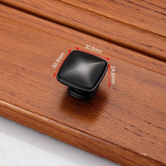 Black square cabinet knob Stevvex ST50DE3792TOP for kitchen cabinets on Tampa Home & Garden Store