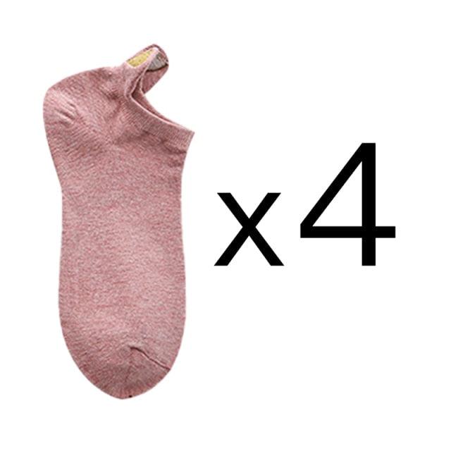 Ankle socks pink cotton non-slip no-show 4 pairs Stevvex on Tampa Home & Garden Store