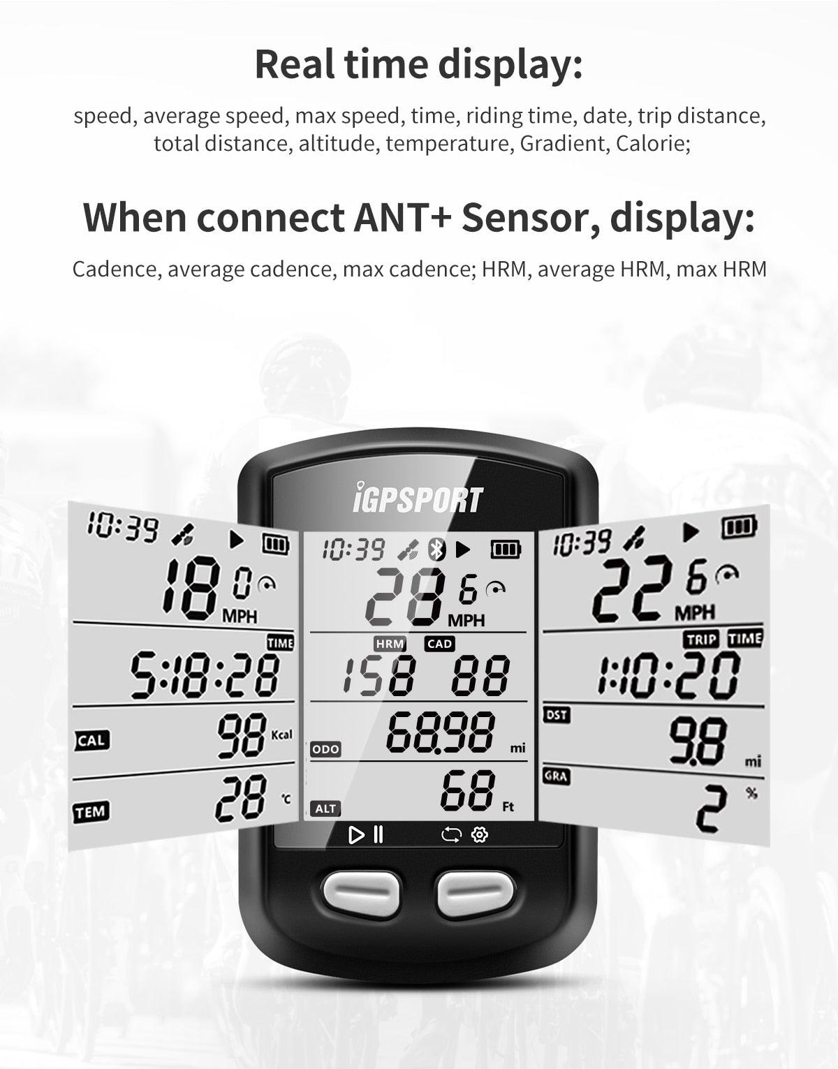 Stevvex bike wireless GPS cycle computer with ANT+/Bluetooth IPX6 waterproof backlight on Tampa Home & Garden Store