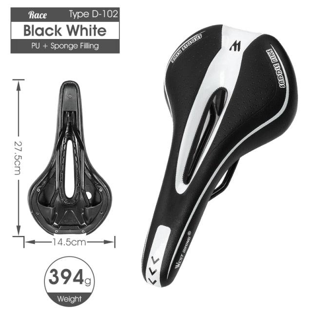 Stevvex saddle black white PU leather gel filled anti-slip waterproof 27.5cm 14.5cm 394g on Tampa Home & Garden Store