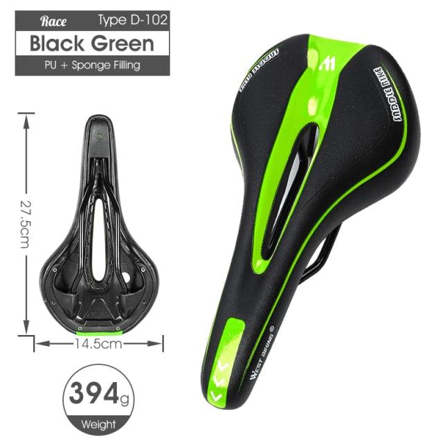 Stevvex Bike Saddle Black Green PU leather gel-filled cushion, anti-slip, waterproof, 394 g on Tampa Home & Garden Store