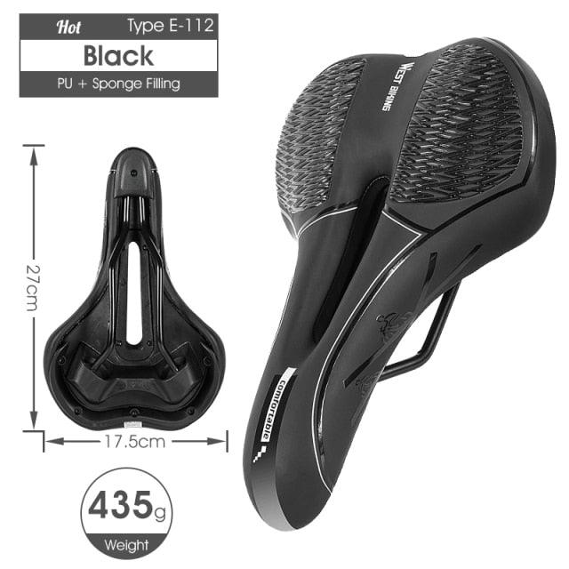 Stevvex black PU leather gel-filled bicycle saddle with anti-slip design 435 g on Tampa Home & Garden Store