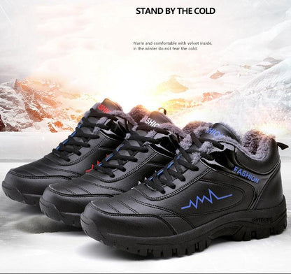 Stevvex black winter boots with plush lining, waterproof leather, rugged outsole set of 3 on Tampa Home & Garden Store