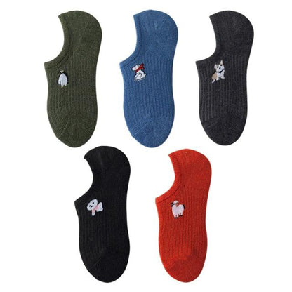 Ankle socks set by Stevvex, 5-pair invisible cotton with 3D cat embroidery assorted colors Store on Tampa Home & Garden Store