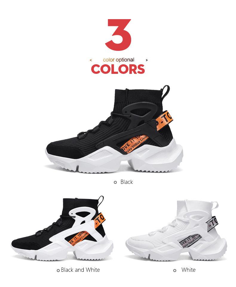 Stevvex sneakers three colorways black, black/white, white; breathable mesh upper, chunky sole on Tampa Home & Garden Store