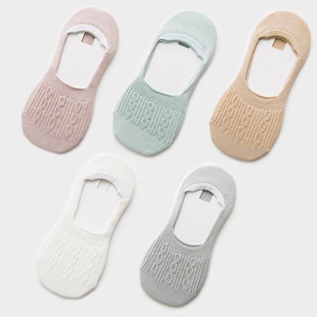 Stevvex 5-pair cotton ankle socks in pastel colors with non-slip silicone grip for women on Tampa Home & Garden Store
