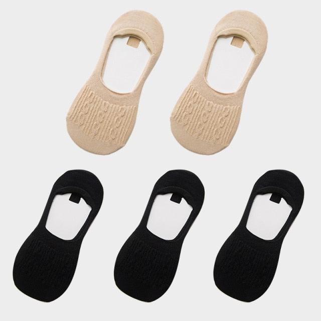 Stevvex women cotton low-cut slipper socks 5 pairs snowflake silicone non-slip ankle socks on Tampa Home & Garden Store